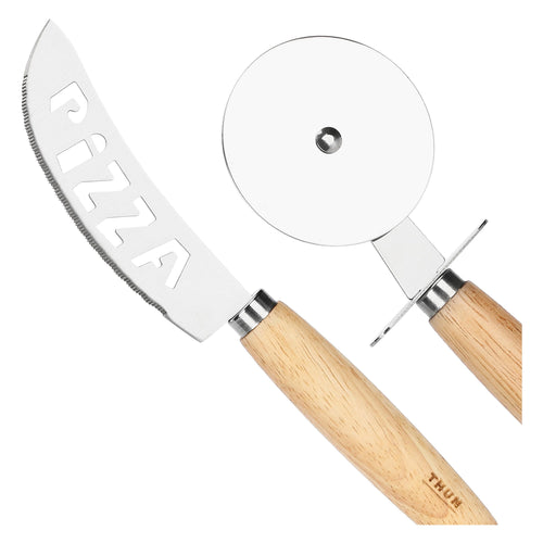 Set tagliere in legno e 2 taglia pizza Acqua e Farina
