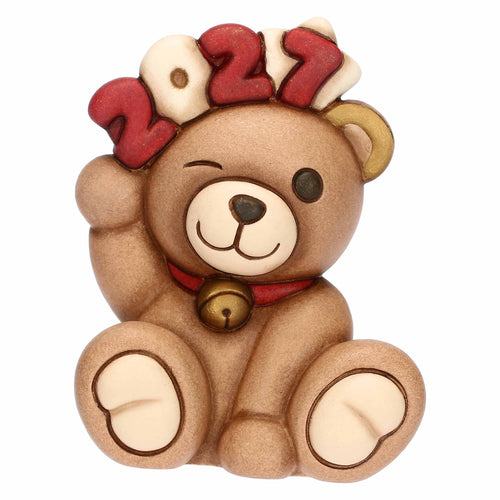 Teddy Buon Anno 2027, rosso,  in ceramica