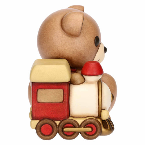 Teddy Natale con trenino in ceramica, grande