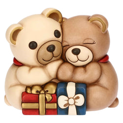 Coppia Teddy Natale con regali in ceramica