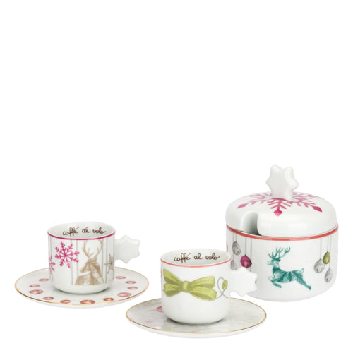 Set 2 tazzine con zuccheriera in porcellana Artemis