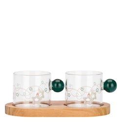 Set 2 caffeini in vetro con vassoio Artemis