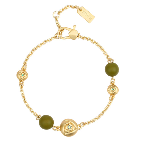 Bracciale con rosa e perle verdi