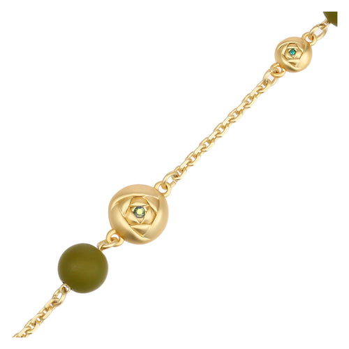 Bracciale con rosa e perle verdi