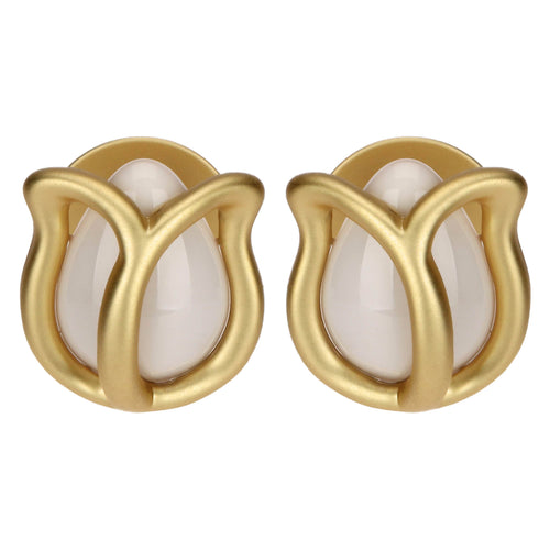 Orecchini pin tulipano bianco smaltato