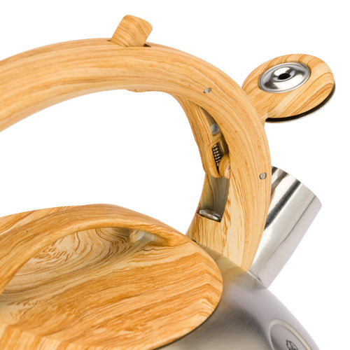 Bollitore in acciaio con manico effetto bamboo