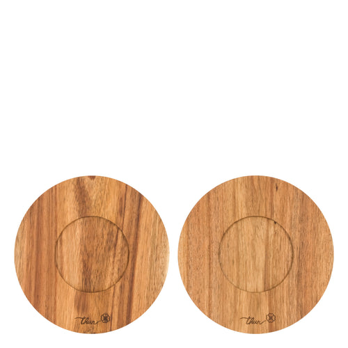 Set 2 tazze da tè con piattino in acacia