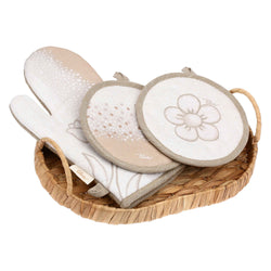 Set guantone, 2 presine e vassoio, Pure Elegance