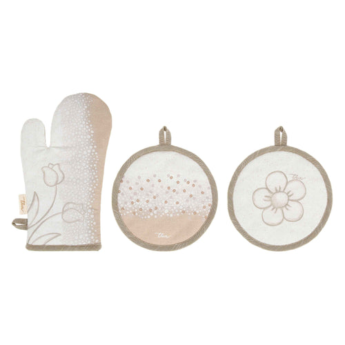 Set guantone, 2 presine e vassoio, Pure Elegance
