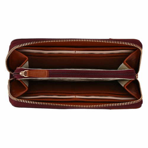 Portafoglio con zip, viola/marrone