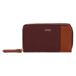 Portafoglio con doppia zip, viola/marrone