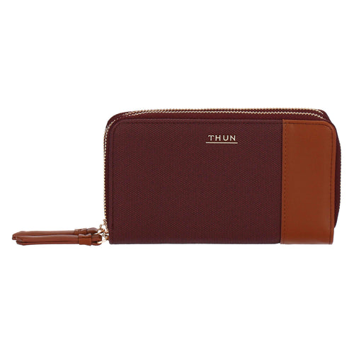 Portafoglio con doppia zip, viola/marrone