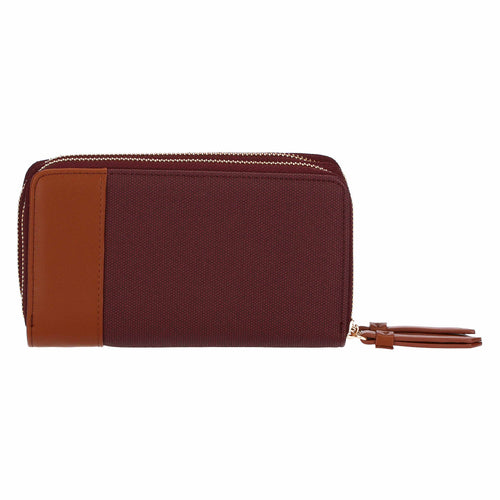 Portafoglio con doppia zip, viola/marrone