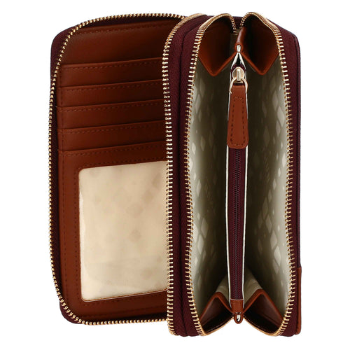 Portafoglio con doppia zip, viola/marrone