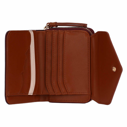 Portafoglio con patta, viola/marrone