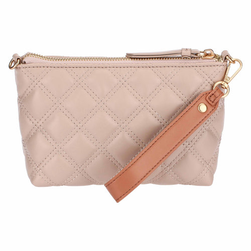 Pochette trapuntata con tracolla, nocciola