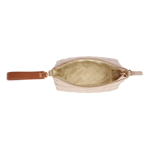 Pochette trapuntata con tracolla, nocciola