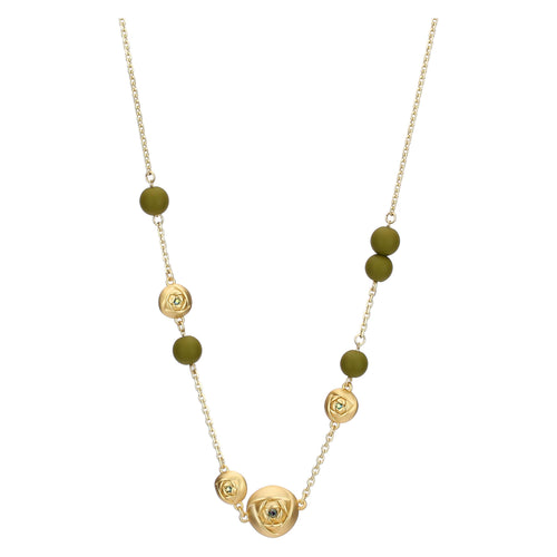 Collana con rose e perle verdi
