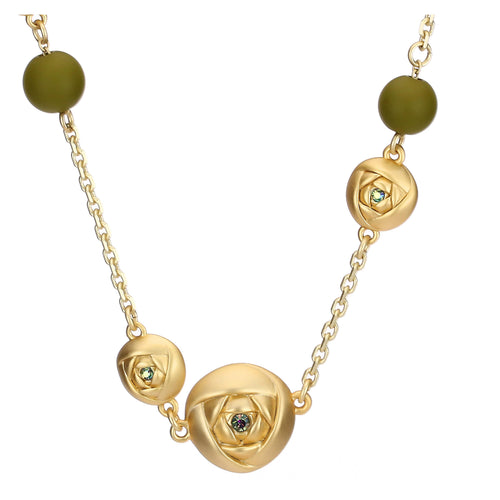 Collana con rose e perle verdi