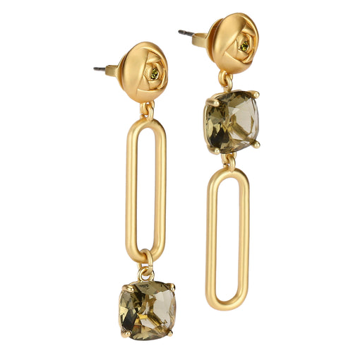 Orecchini ad anello ovale con cristallo verde