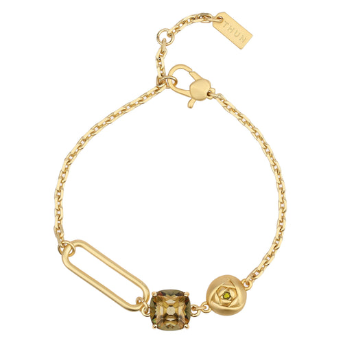 Bracciale con anello ovale e cristallo verde
