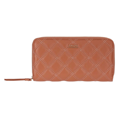 Portafoglio trapuntato con zip, moka