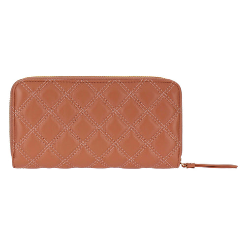 Portafoglio trapuntato con zip, moka