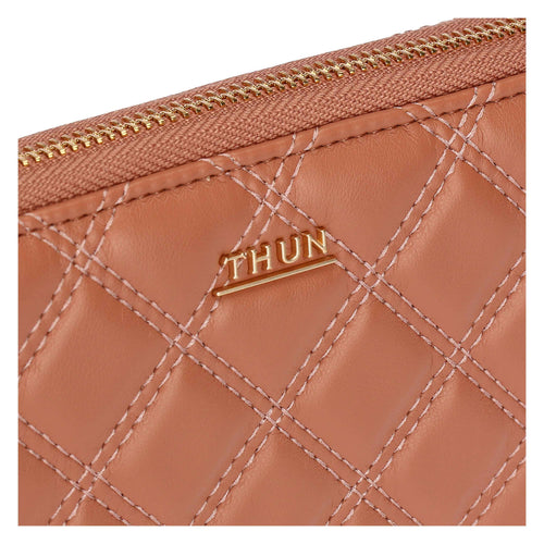 Portafoglio trapuntato con zip, moka