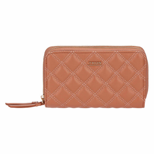 Portafoglio con doppia zip, moka