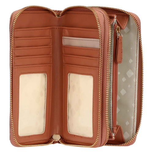 Portafoglio con doppia zip, moka