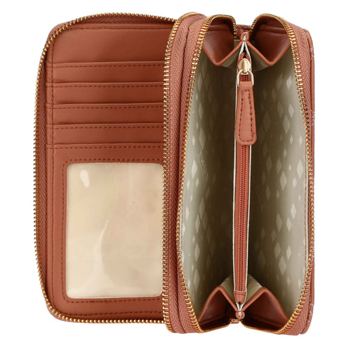 Portafoglio con doppia zip, moka
