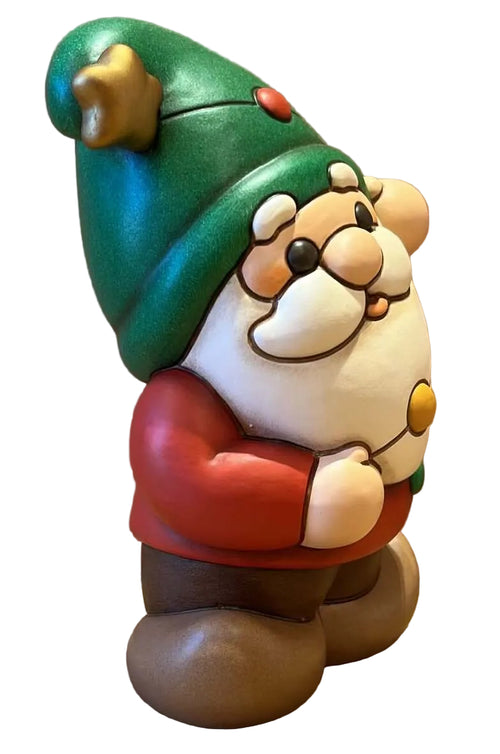 Gnomo Oliver con lucine in ceramica grande