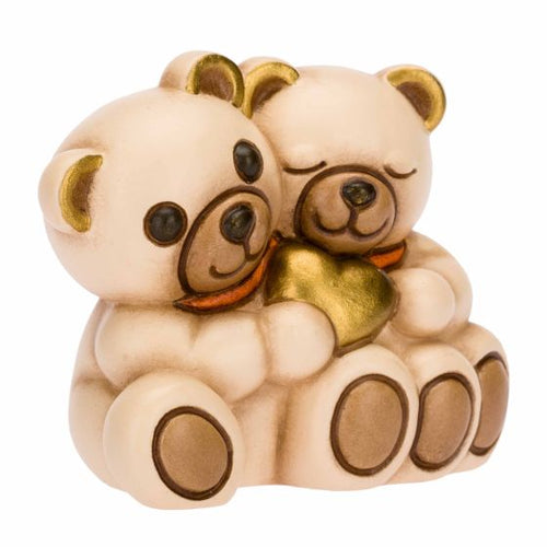 Coppia Teddy con cuore dorato