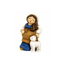 Donna in dolce attesa in ceramica Presepe Classico, Blu