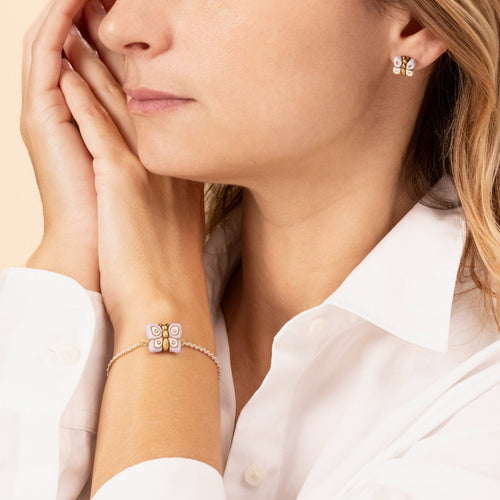 Bracciale catena e tessuto con farfalla