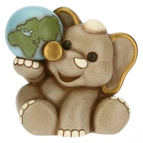 Elefante Elly con mondo in ceramica