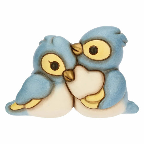 Coppia cinciarelle in ceramica con cuore, piccole