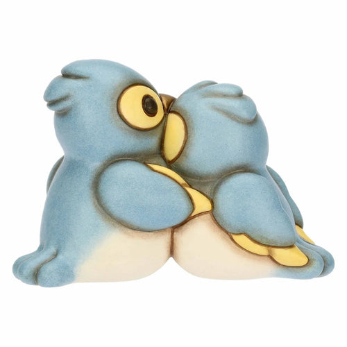 Coppia cinciarelle in ceramica con cuore, piccole