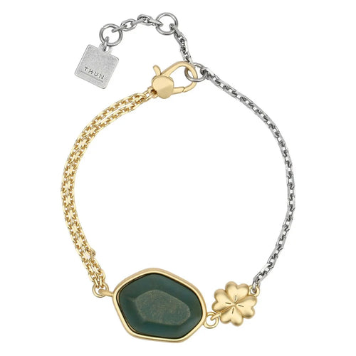 Bracciale con pietra ceramica e quadrifoglio