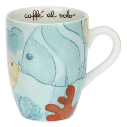 Mug in porcellana con tovaglietta in cotone Mare da amare