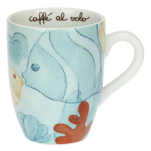 Mug in porcellana con tovaglietta in cotone Mare da amare