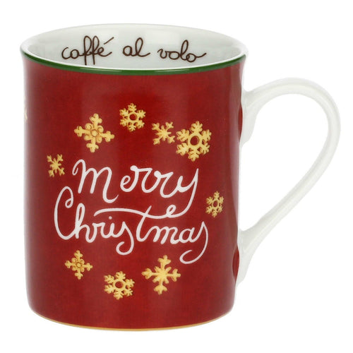 Mug rossa in porcellana Sorprese di Natale