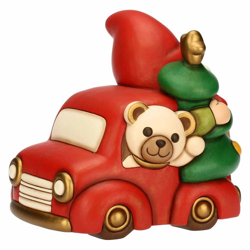 Carillon gnomo Oliver e teddy con furgoncino in ceramica, maxi - THUN S3424A82