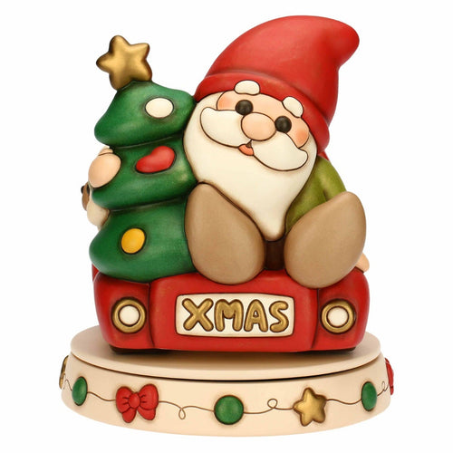 Carillon gnomo Oliver e teddy con furgoncino in ceramica, maxi - THUN S3424A82