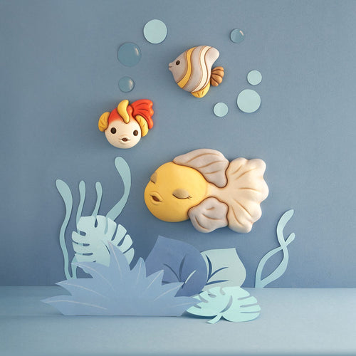 Formella 3D pesce rosso e giallo in ceramica, piccola