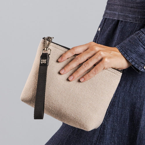 Pochette neoprene, grigio tweed