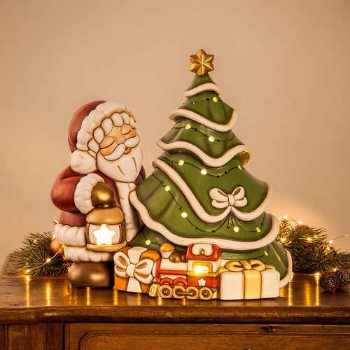 Babbo Natale con albero in ceramica, maxi