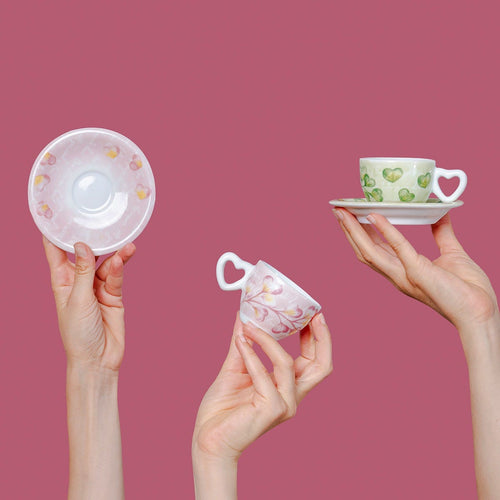 Set 6 tazzine espresso Cuori in fiore