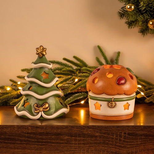 Porta tea-light albero di Natale in ceramica, Sorprese di Natale