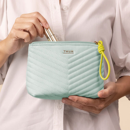 Trousse matelassé, verde acqua